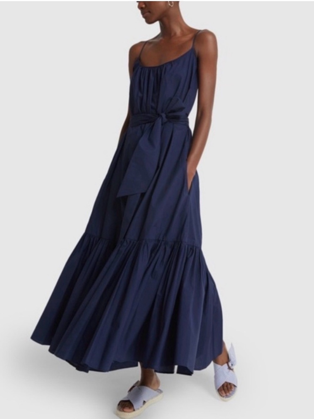 Goop G. Label x Tabitha Simmons Skinny Strap Scoop Neck Maxi Dress with Pockets